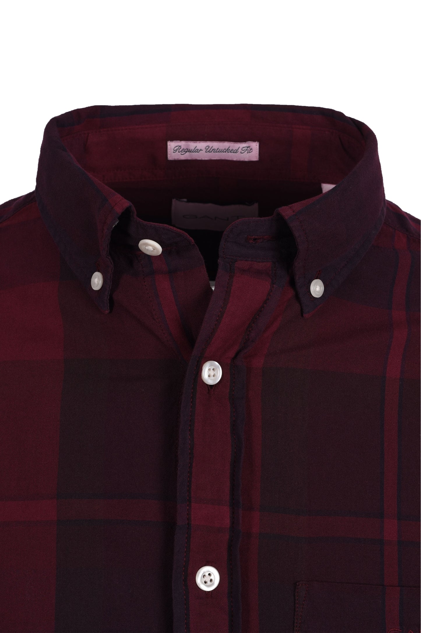 Camicia a quadri tinta in capo Gant Reg, colore vino intenso