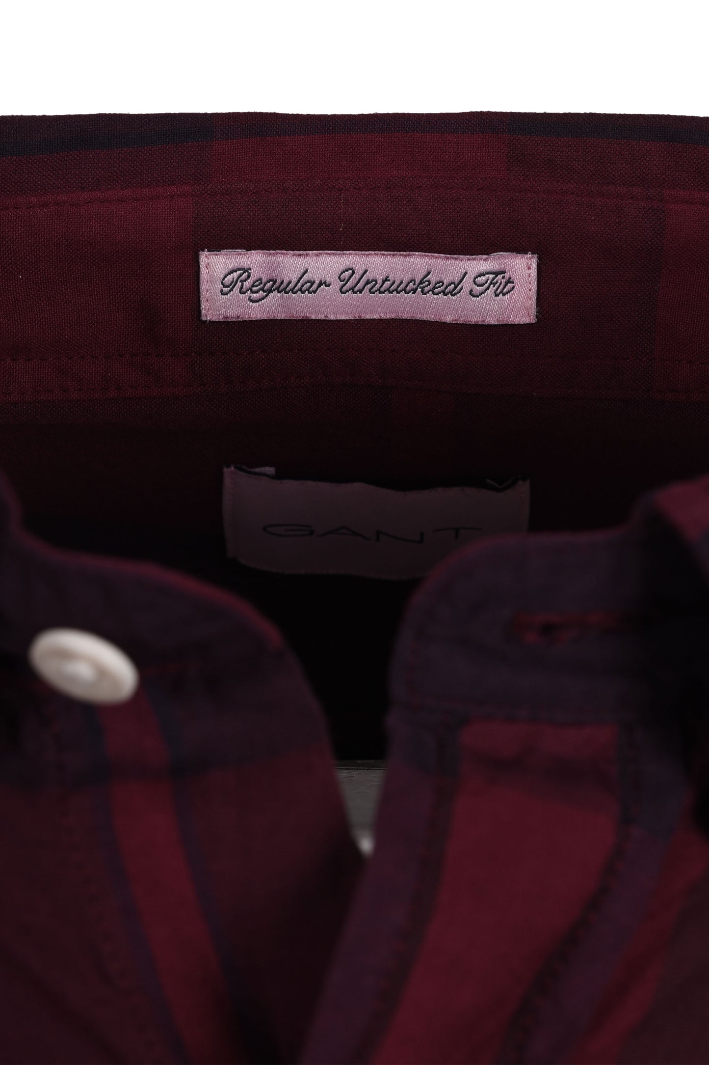 Camicia a quadri tinta in capo Gant Reg, colore vino intenso