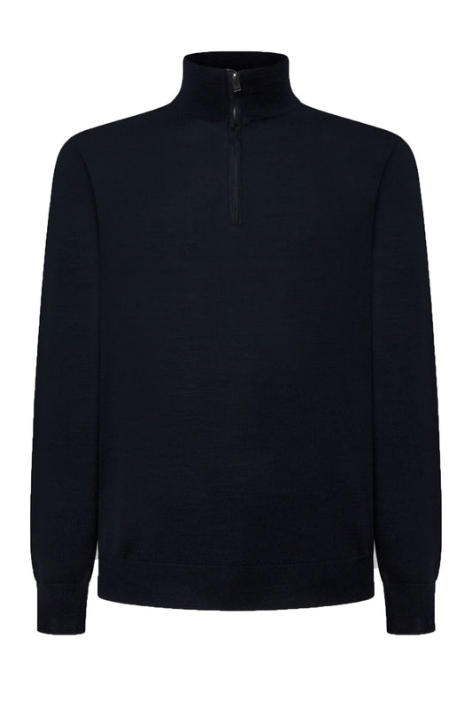 Hackett Merino Silk Half Zip Midnight Blue