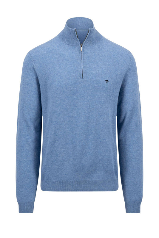 Fynch-Hatton Troyer Half Zip Knitwear Cloud Blue
