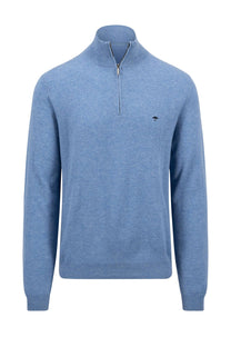 Fynch-Hatton Troyer Half Zip Knitwear Cloud Blue Fynch-Hatton