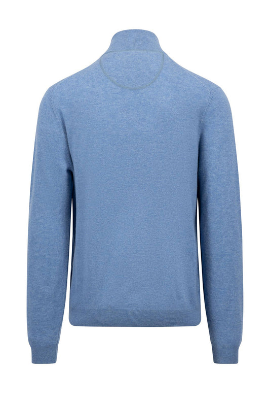 Fynch-Hatton Troyer Half Zip Knitwear Cloud Blue