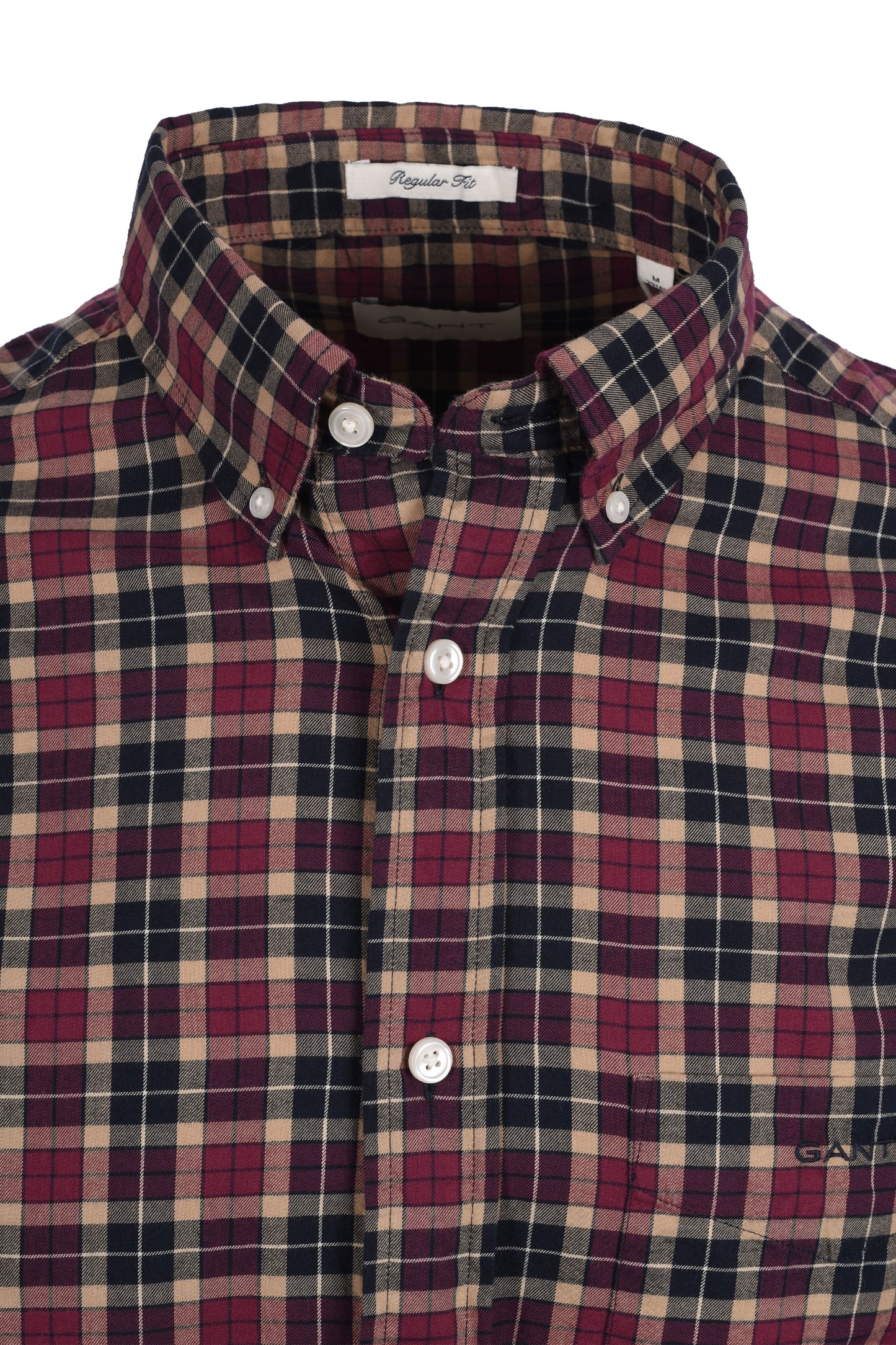 Chemise à carreaux en sergé léger Gant Reg Bordeaux