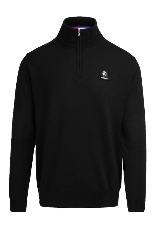 Sandbanks Quarter Zip Merino Knitwear Black