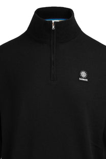 Sandbanks Quarter Zip Merino Knitwear Black Sandbanks