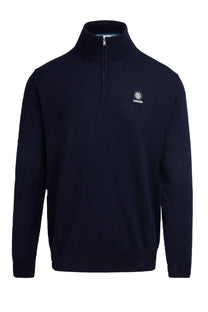 Sandbanks Quarter Zip Merino Knitwear Navy Sandbanks