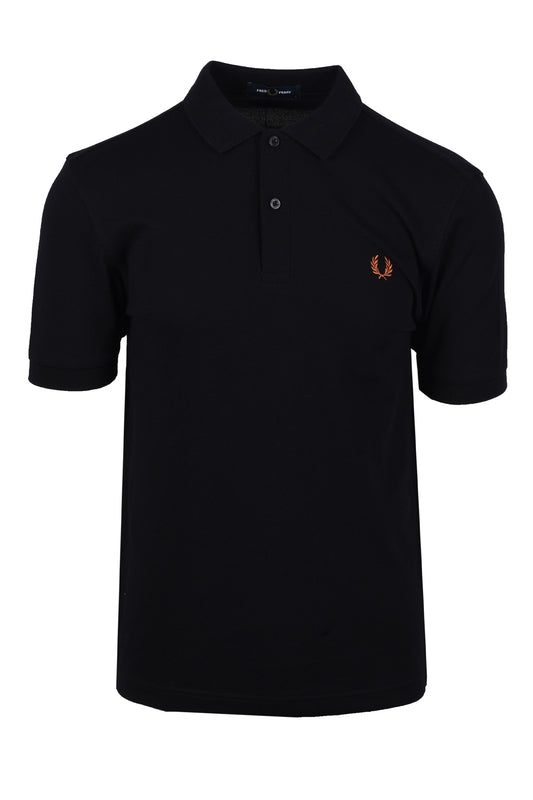 Fred Perry Plain Polo Shirt Black/Marmalade