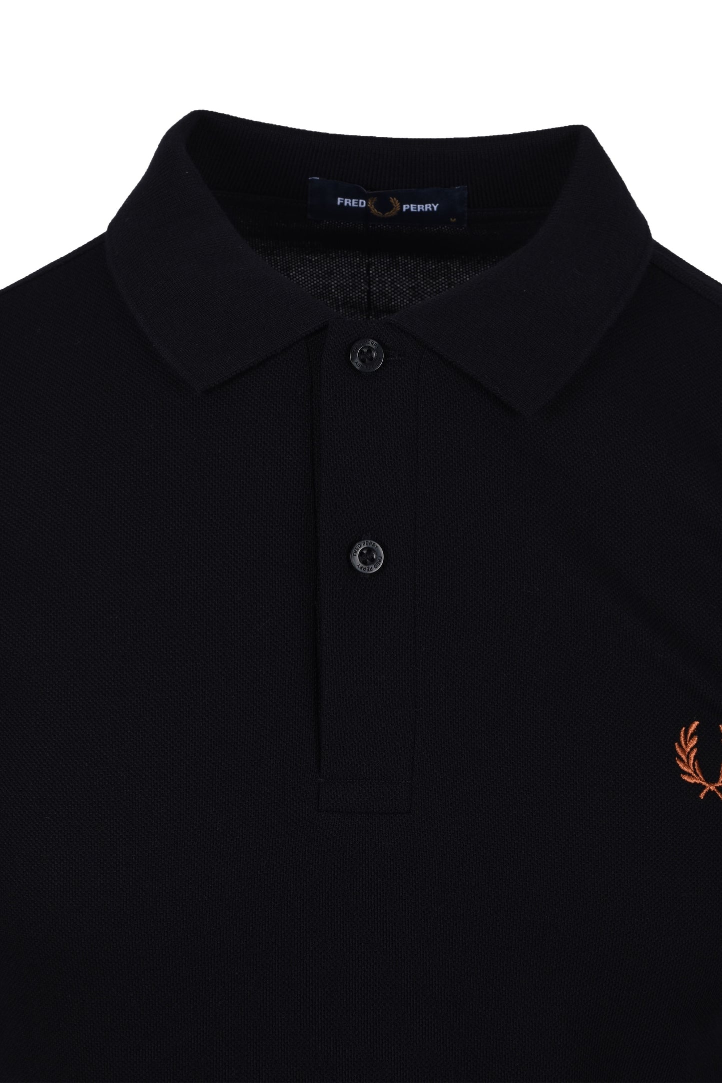 Fred Perry Plain Polo Shirt Black/Marmalade