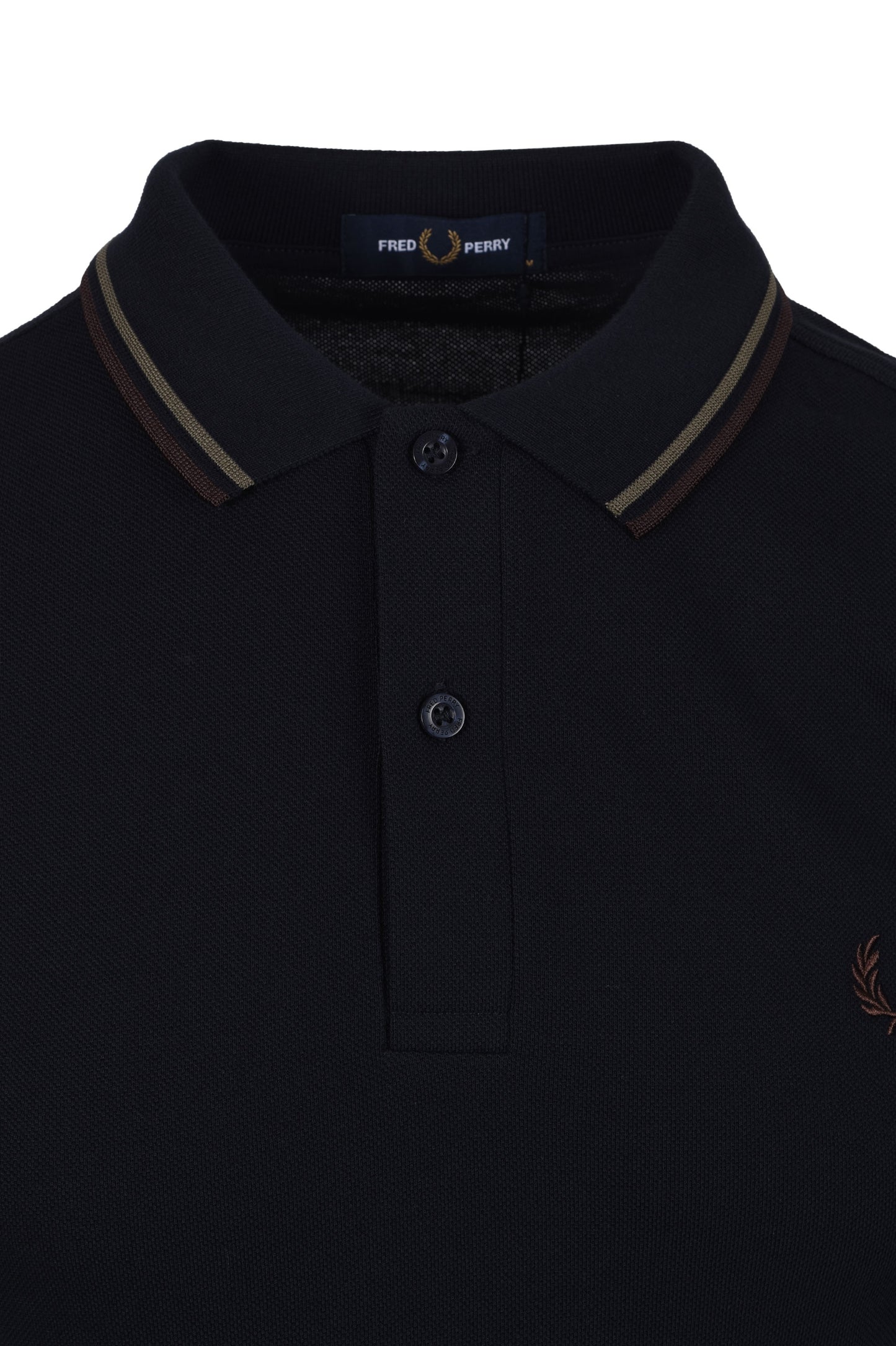 Polo Fred Perry Twin Tipped blu navy/verde corona d'alloro/rosso mattone
