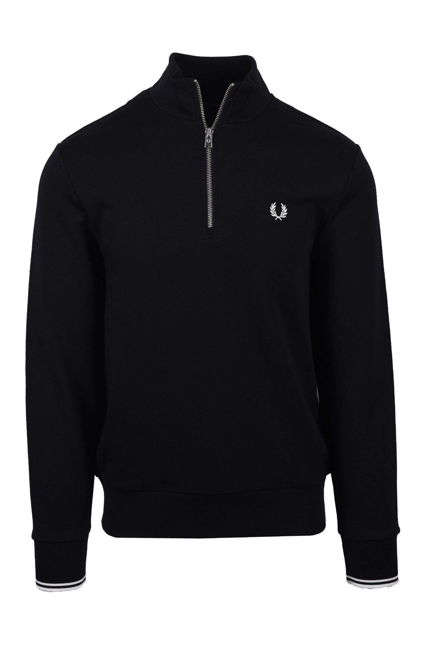 Fred Perry Half Zip Sweatshirt Black/White Fred Perry Michael Stewart Menswear  Sweatshirts & Hoodies