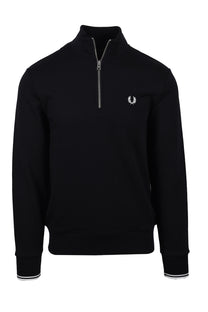 Fred Perry Half Zip Sweatshirt Black/White Fred Perry Michael Stewart Menswear  Sweatshirts & Hoodies