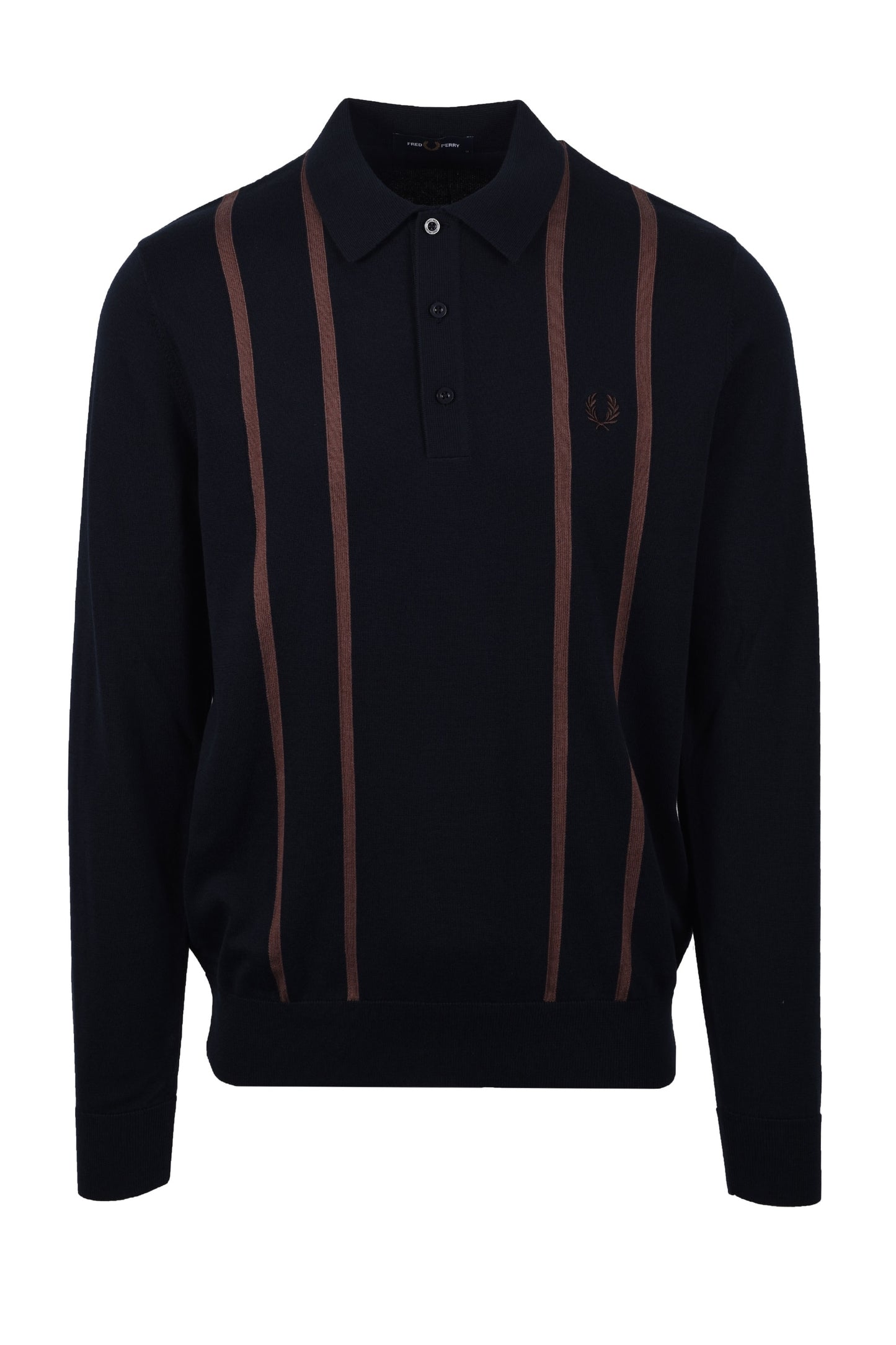 Polo in maglia a righe verticali Fred Perry blu navy