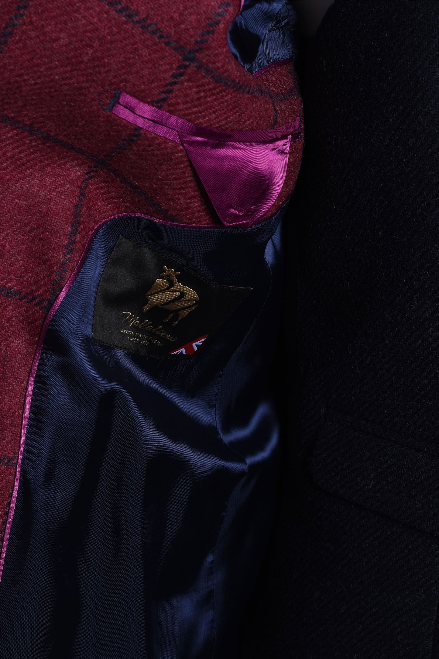 Veste et gilet Mazzelli à carreaux prune/bleu marine