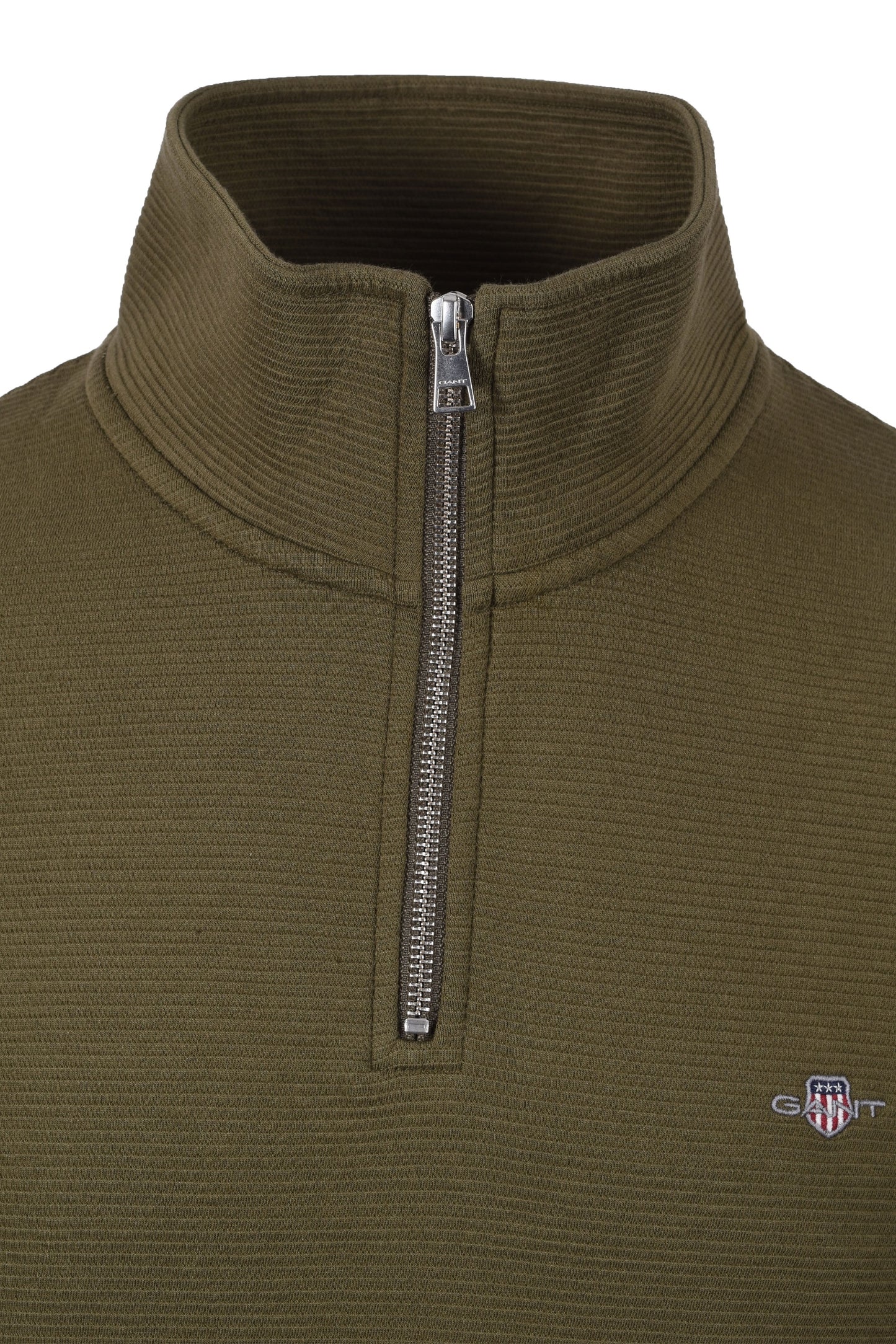 Gant Texture Half Zip Knitwear Juniper Green