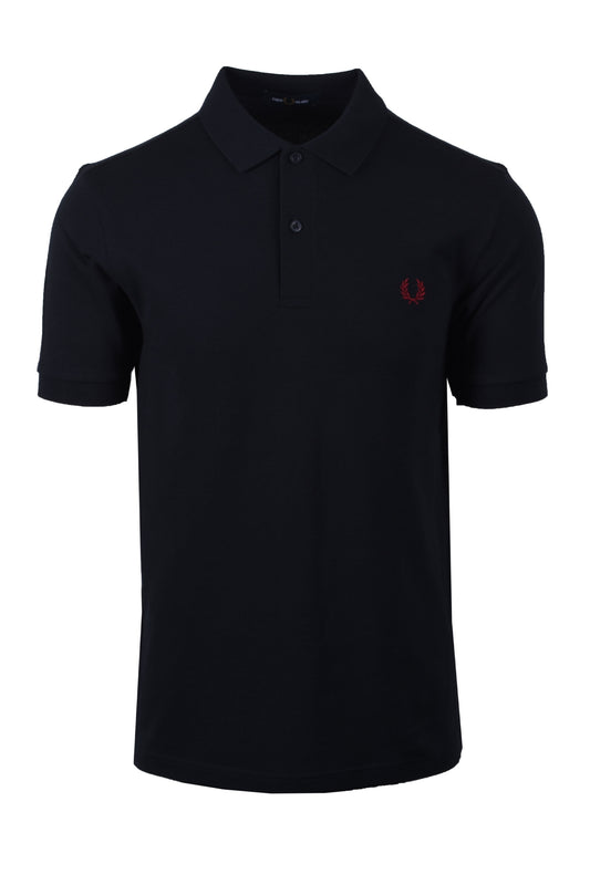 Fred Perry Plain Polo Shirt Navy/Burnt Red