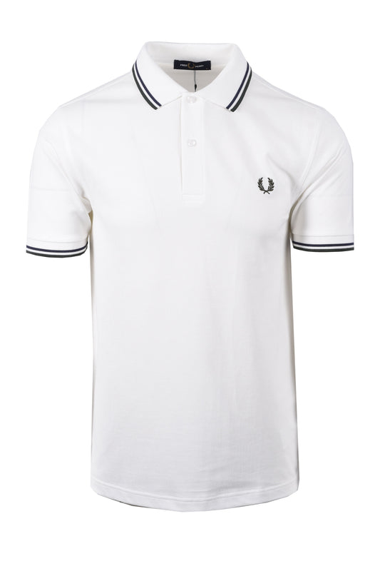 Fred Perry Twin Tipped Polo Snow White/Tennis Blue/Court Green