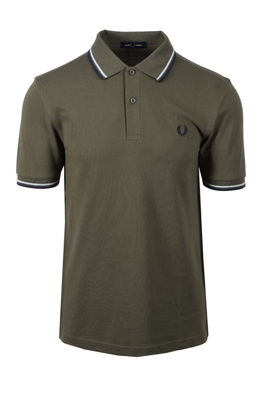 Fred Perry Twin Tipped Polo Laurel Green/light Ice/Tennis Blue
