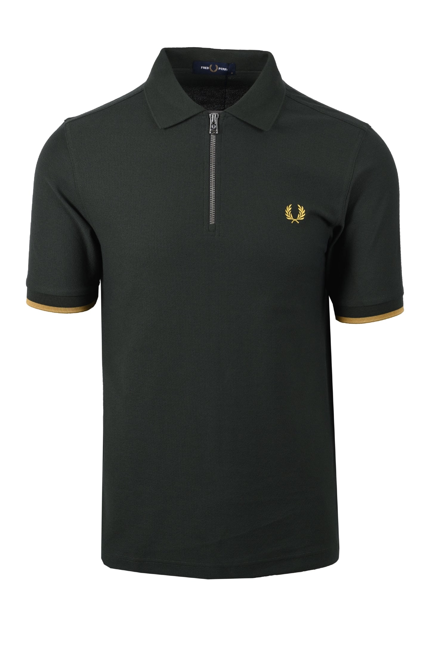 Polo con zip e collo in piqué Fred Perry Court Green
