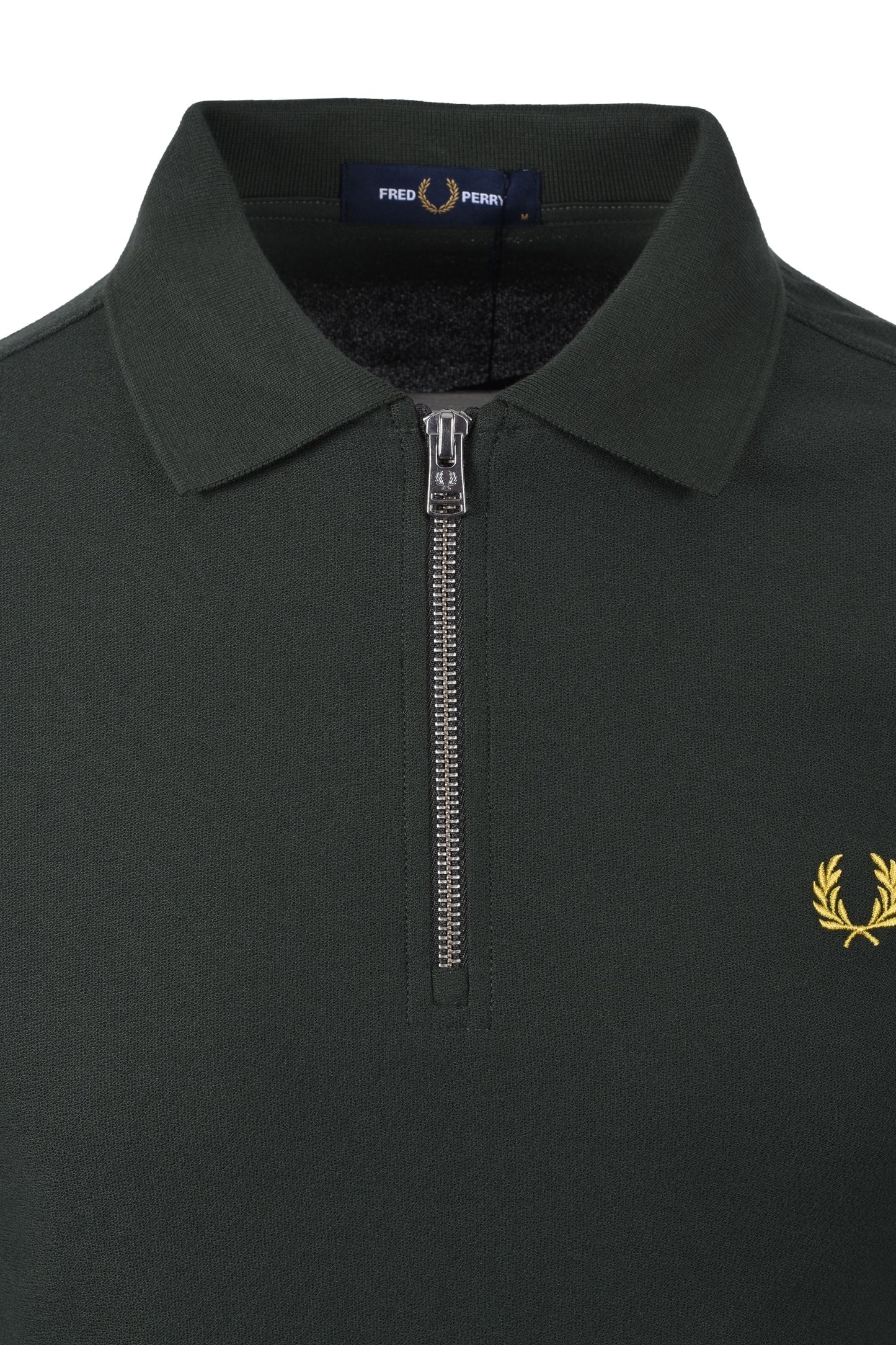 Polo con zip e collo in piqué Fred Perry Court Green