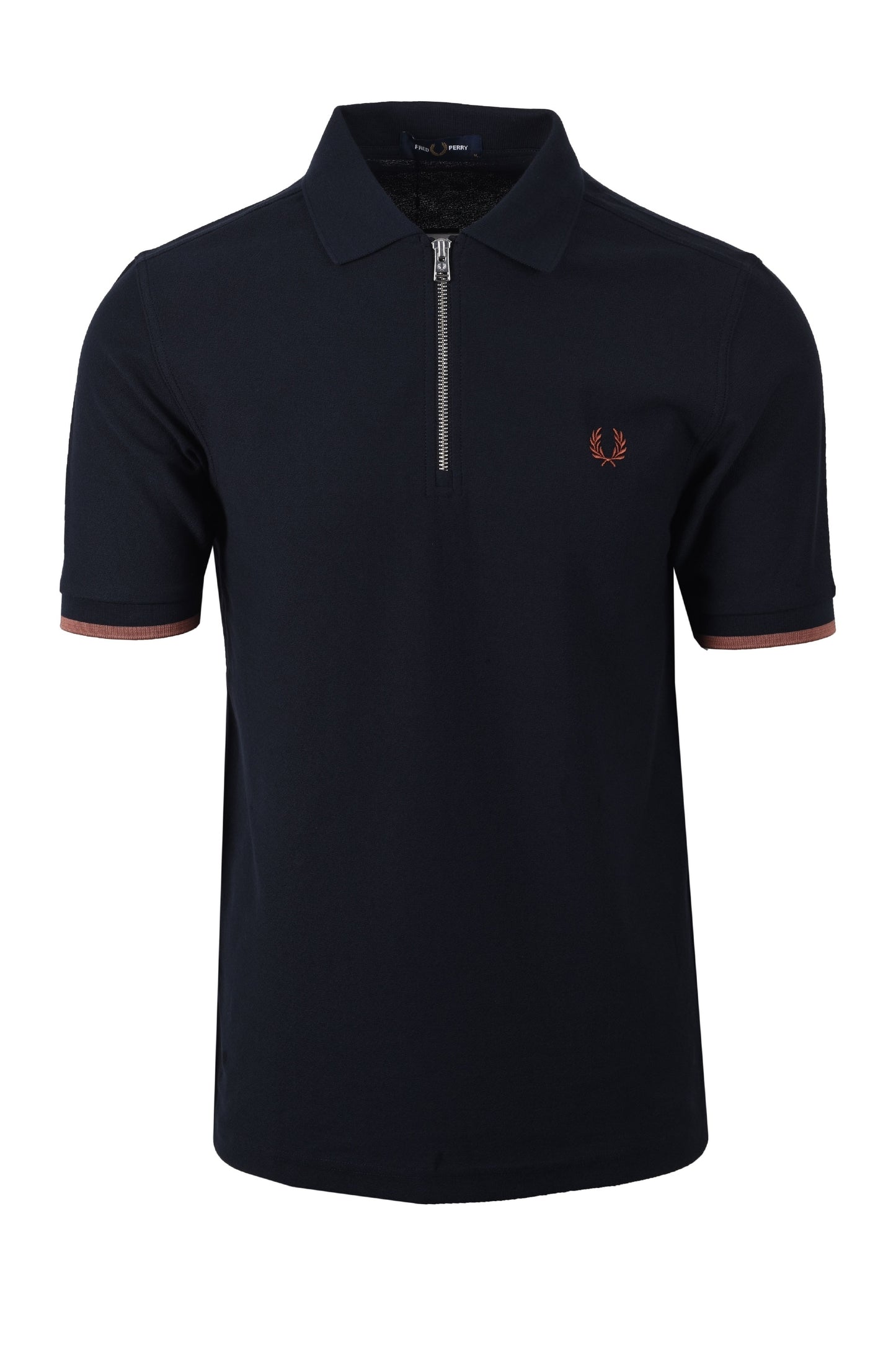 Polo piqué à col zippé Fred Perry bleu marine