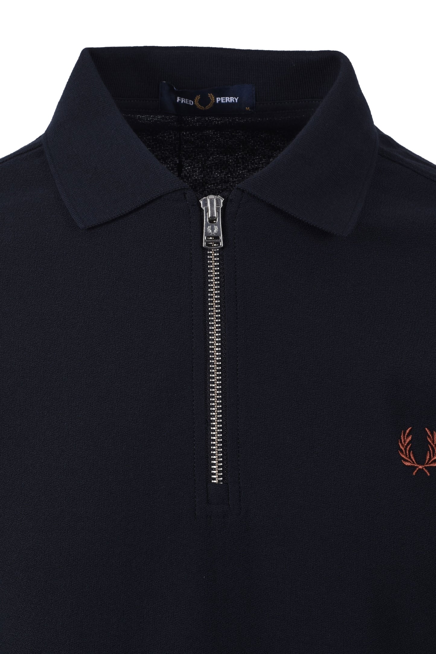 Polo piqué à col zippé Fred Perry bleu marine