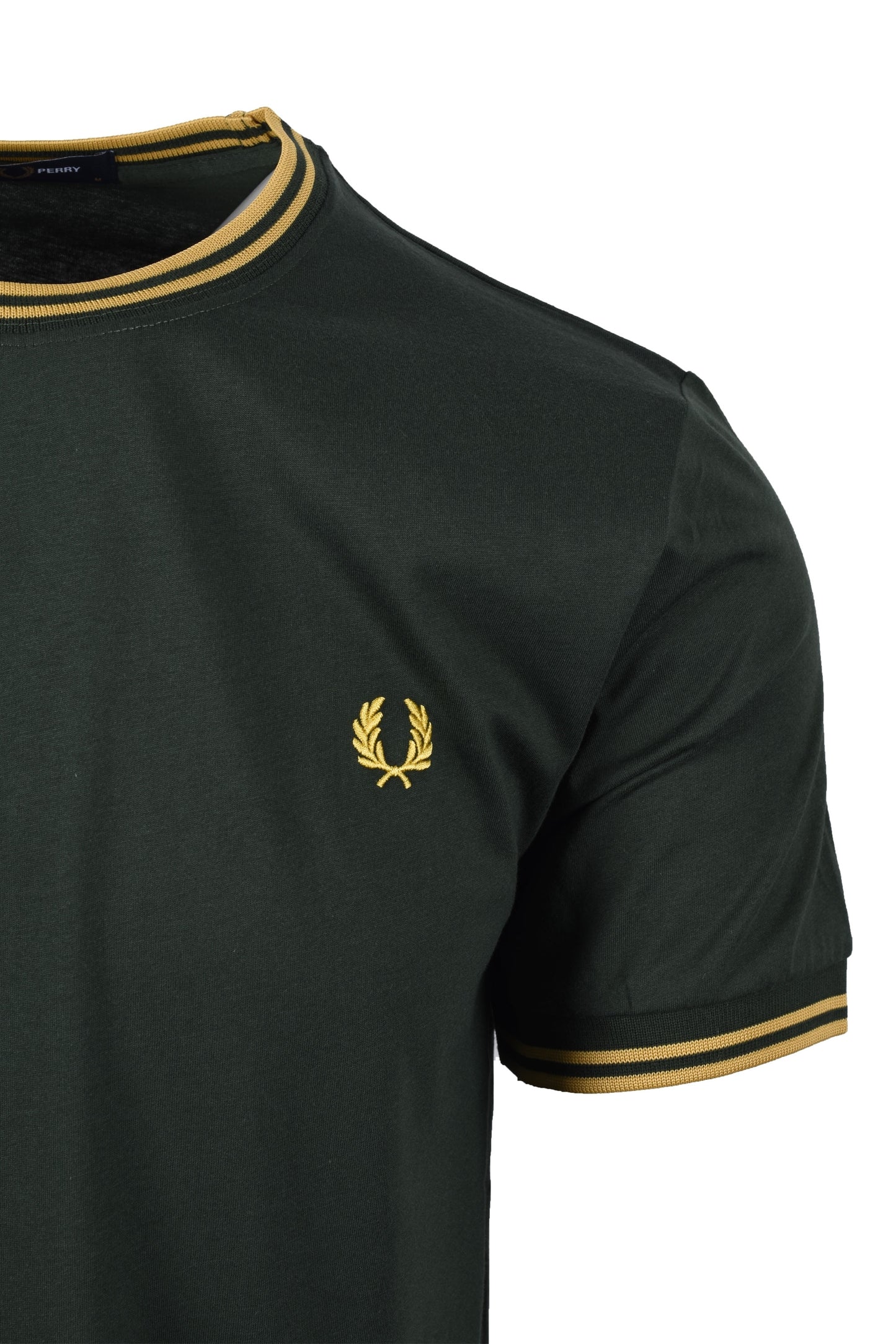 T-shirt à double liseré Fred Perry Court Green/Honeycomb