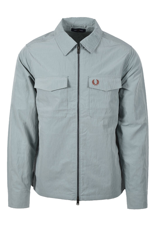 Fred Perry Zip Through Overshirt Argento Blu
