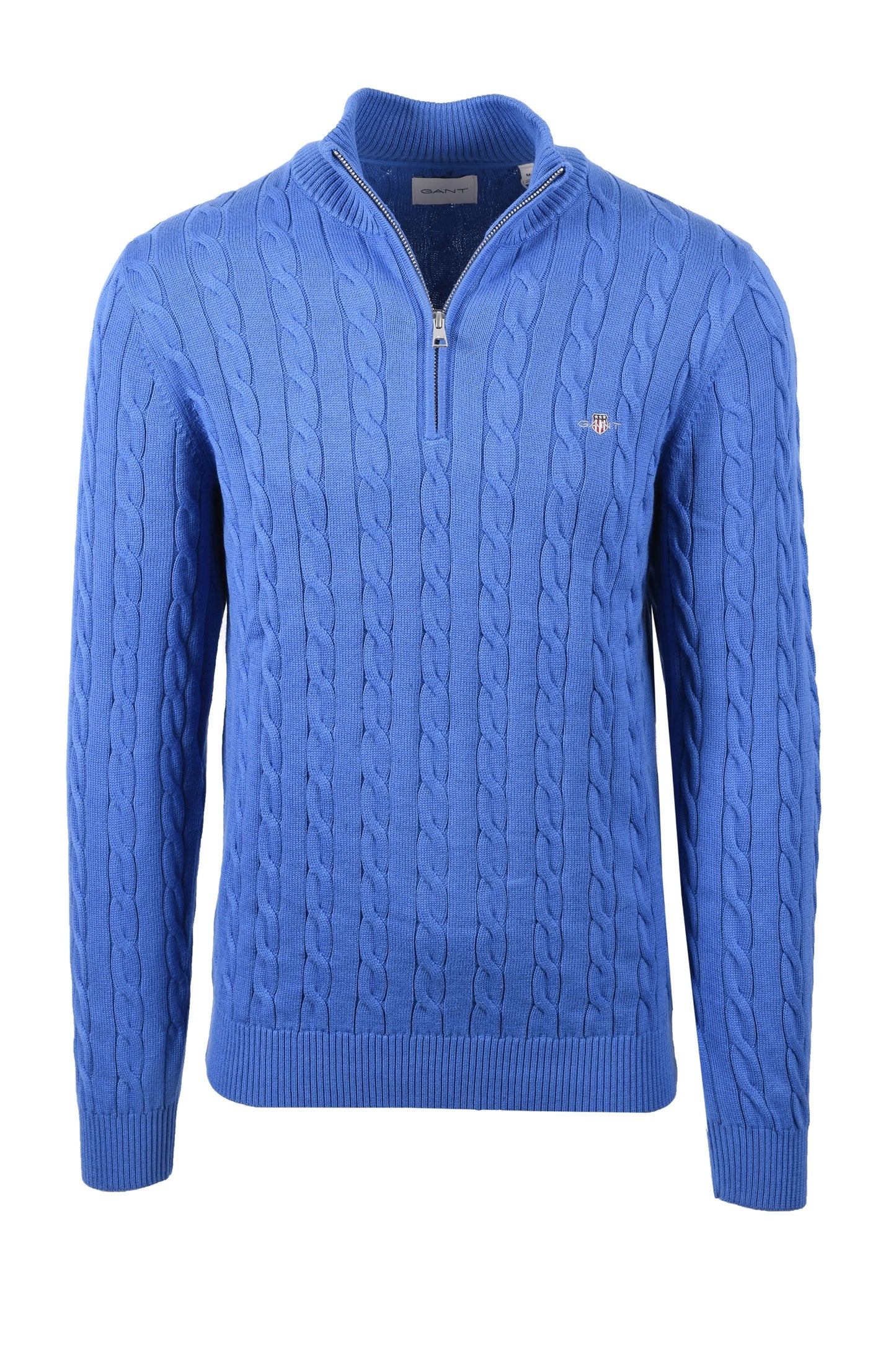 Gant Cotton Cable Half Zip Knitwear Rich Blue
