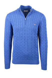 Gant Cotton Cable Half Zip Knitwear Rich Blue Gant