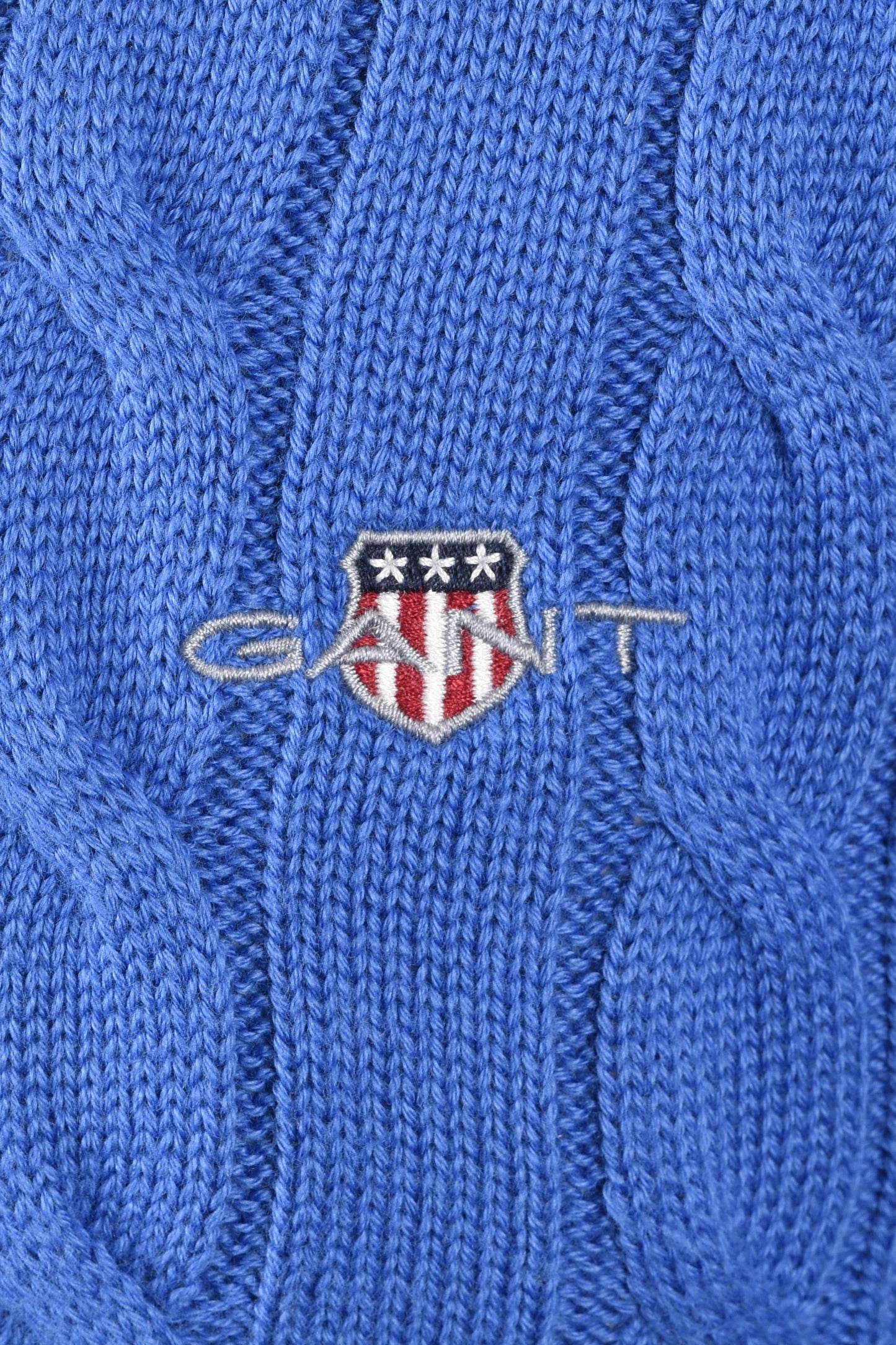 Gant Cotton Cable Half Zip Knitwear Rich Blue