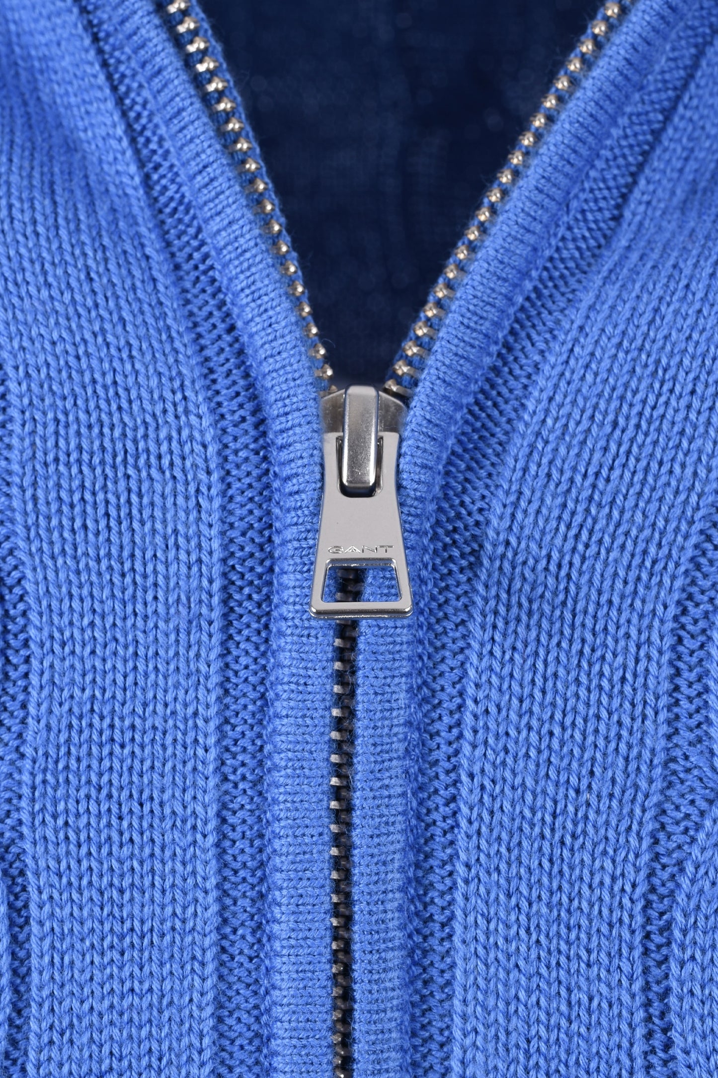 Gant Cotton Cable Half Zip Knitwear Rich Blue
