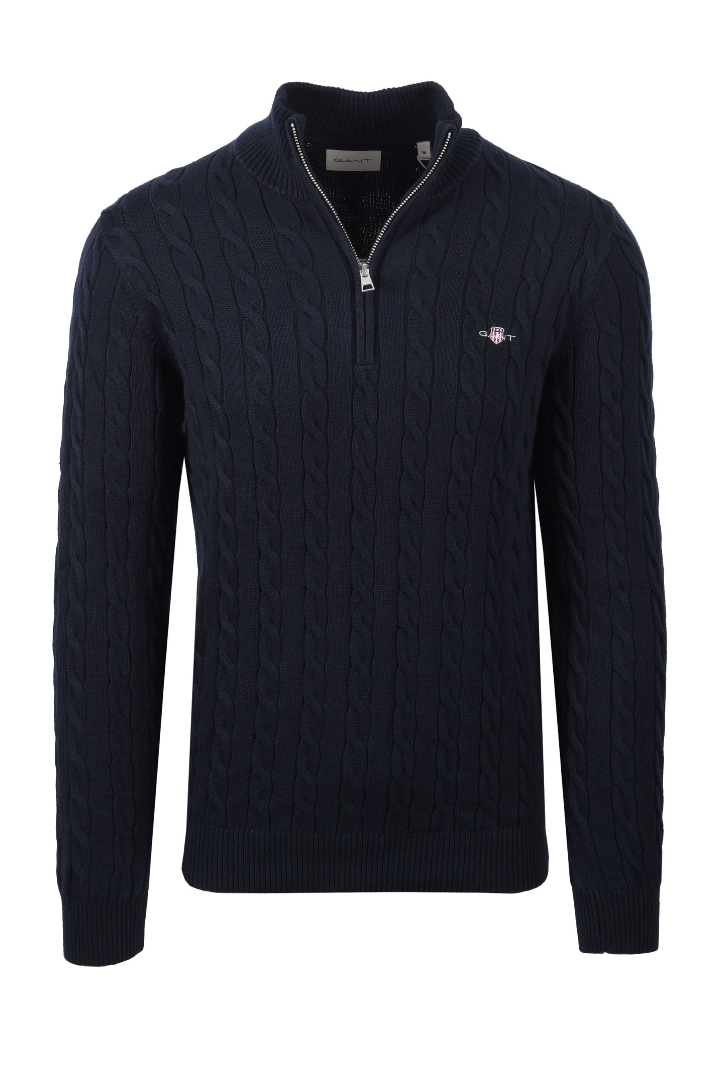 Gant Cotton Cable Half Zip Knitwear Evening Blue
