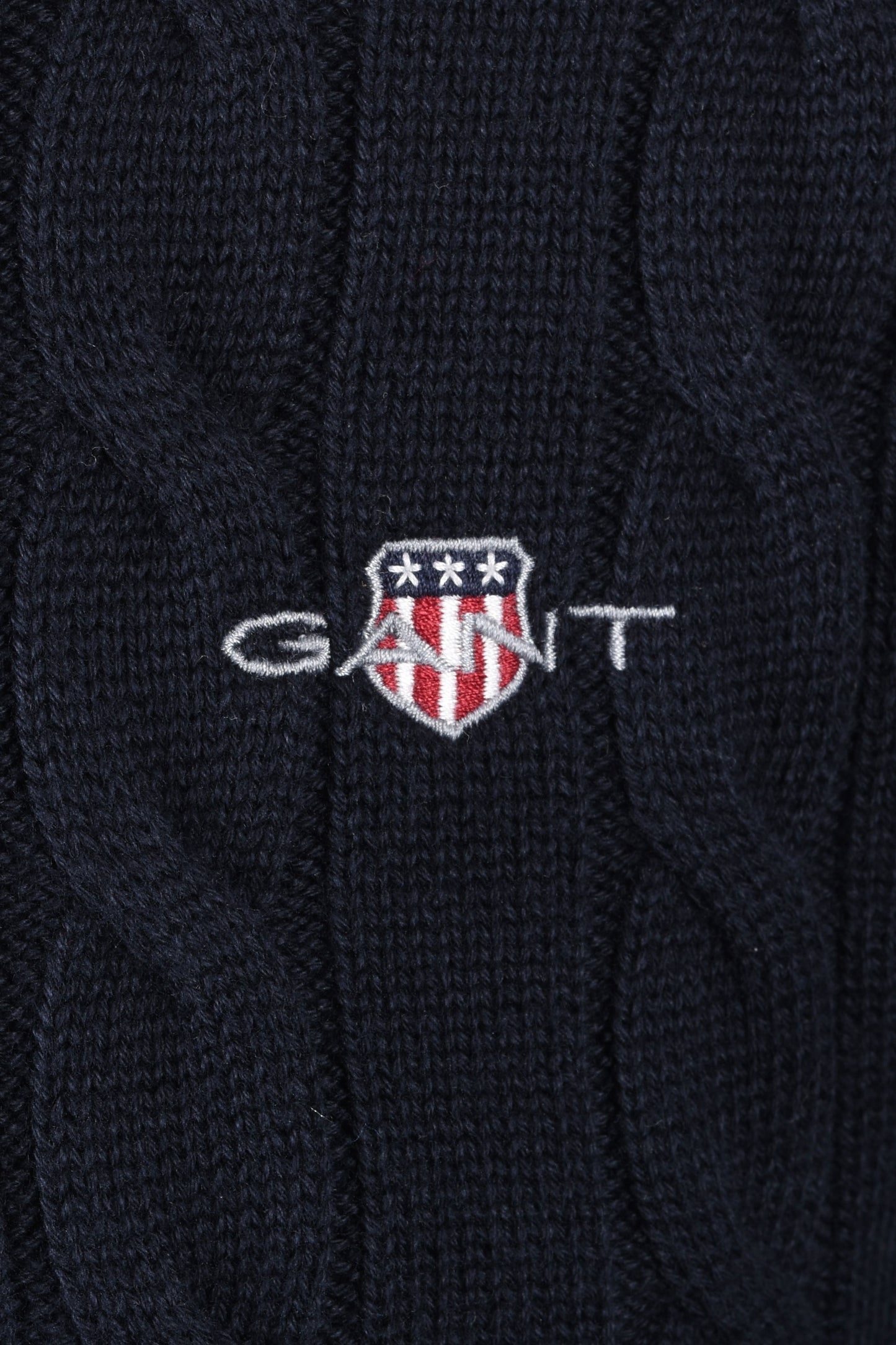 Gant Cotton Cable Half Zip Knitwear Evening Blue