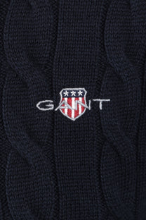 Gant Cotton Cable Half Zip Knitwear Evening Blue Gant