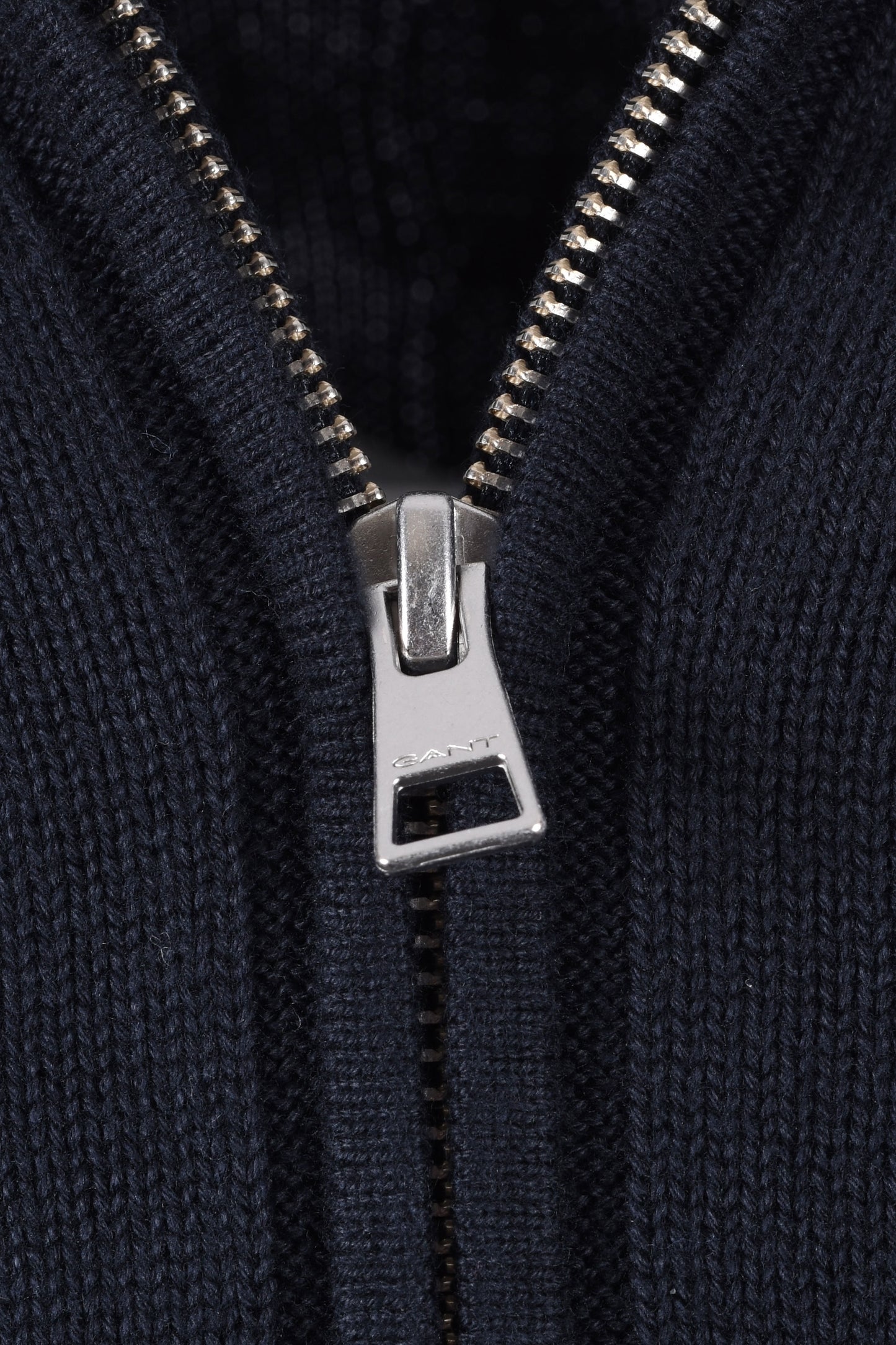 Gant Cotton Cable Half Zip Knitwear Evening Blue