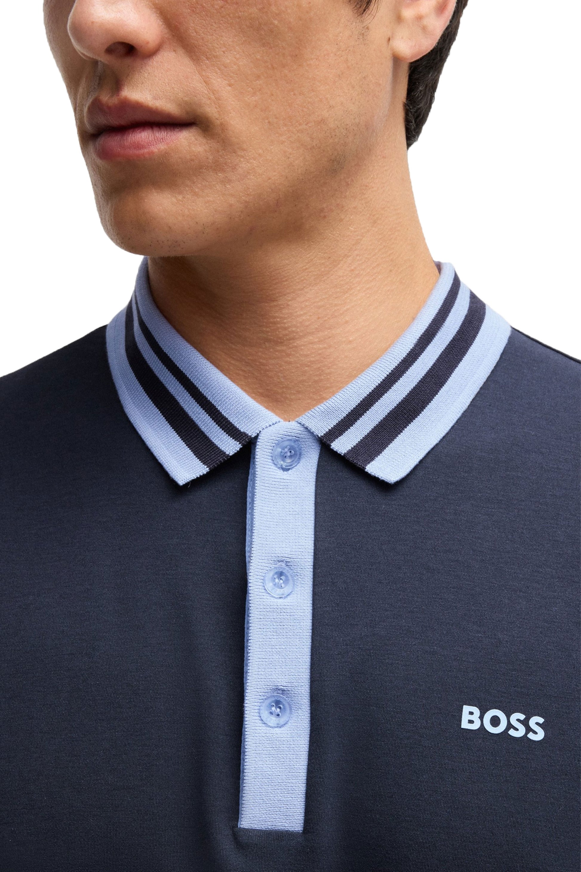Boss Paule Tape Polo Shirt Dark Blue 50533272 – Michael Stewart