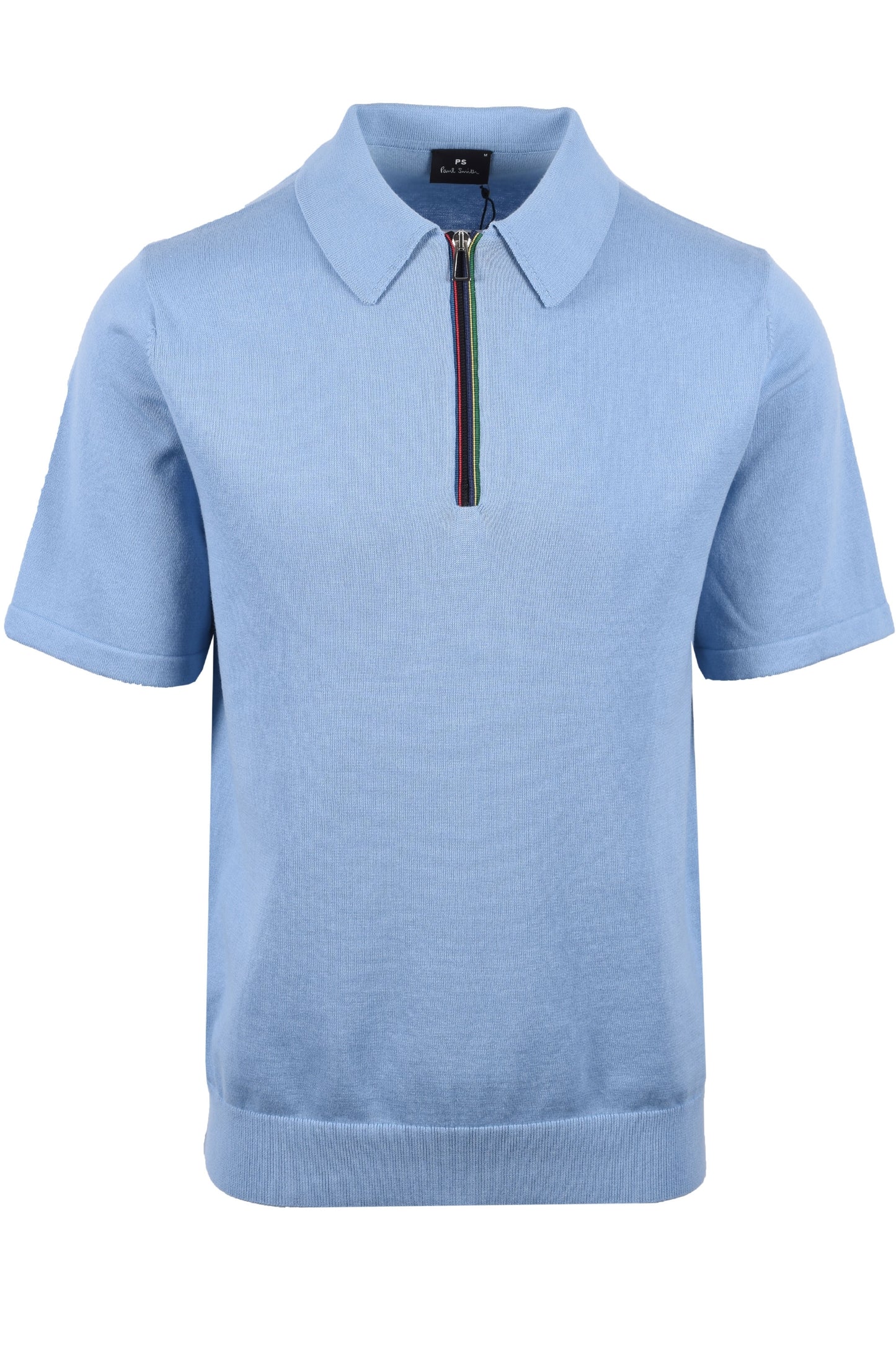 Paul Smith Zip Neck Maglia Polo Azzurro Chiaro