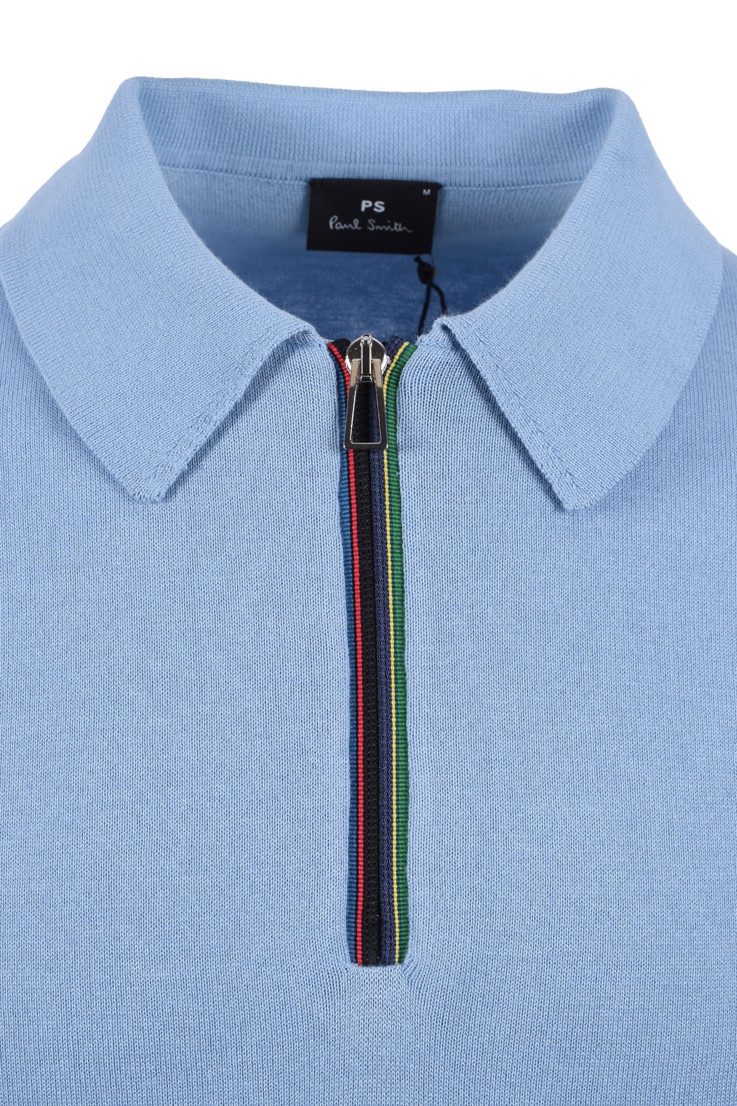 Paul Smith Zip Neck Maglia Polo Azzurro Chiaro