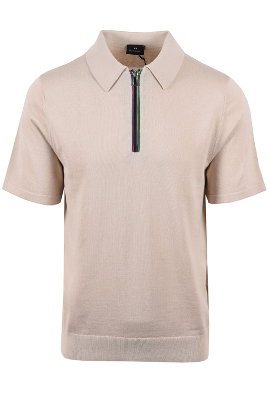 Polo en maille à col zippé Paul Smith Beige 