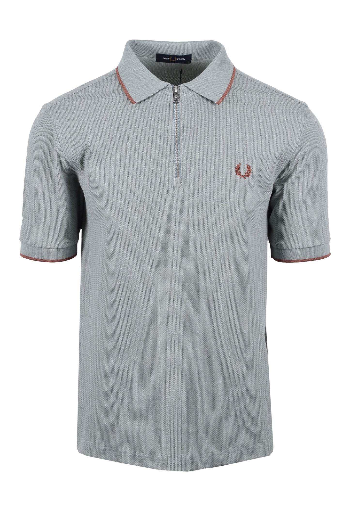 Polo Fred Perry Textured Zip Neck Argento Blu