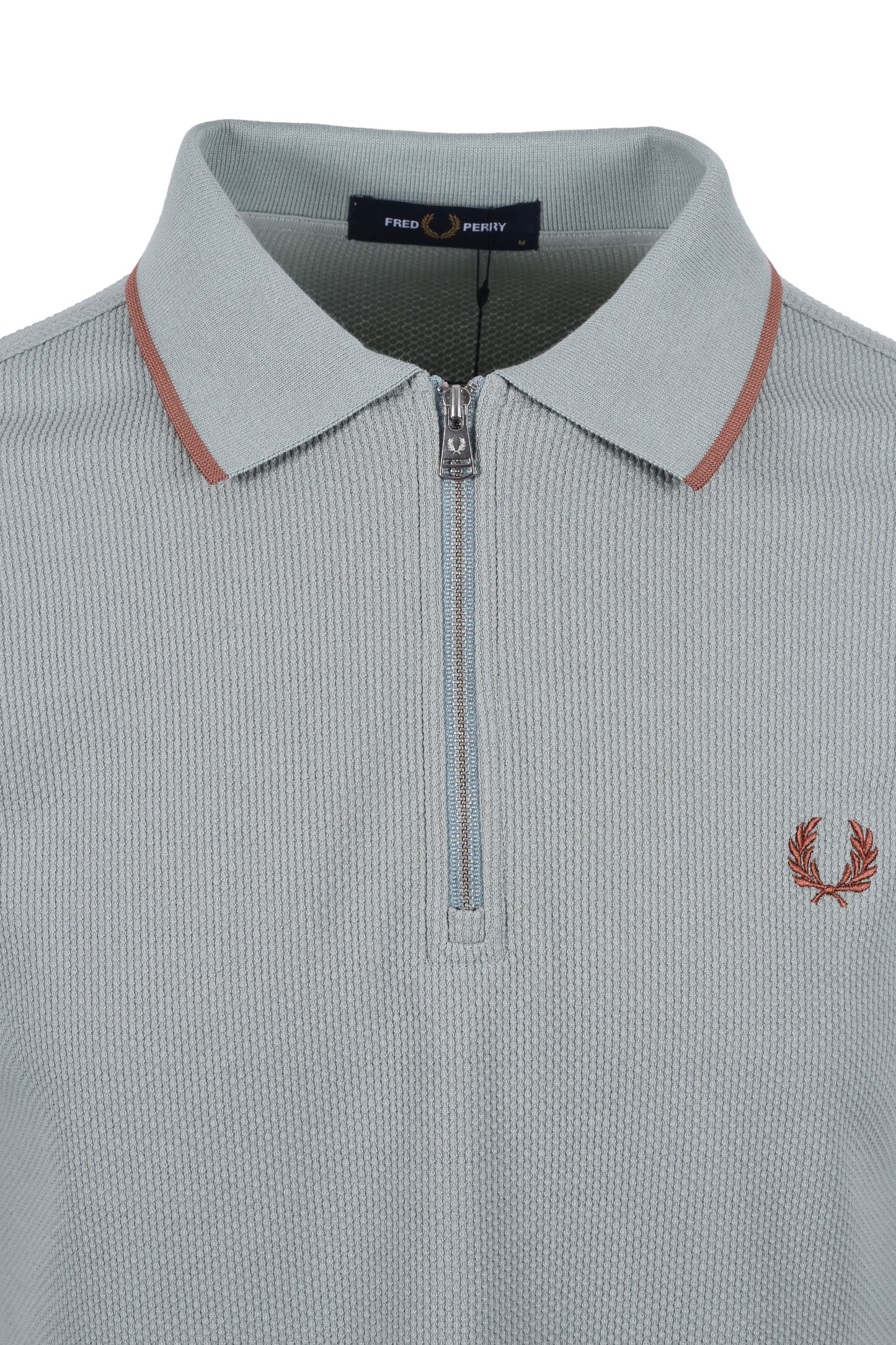 Polo Fred Perry Textured Zip Neck Argento Blu