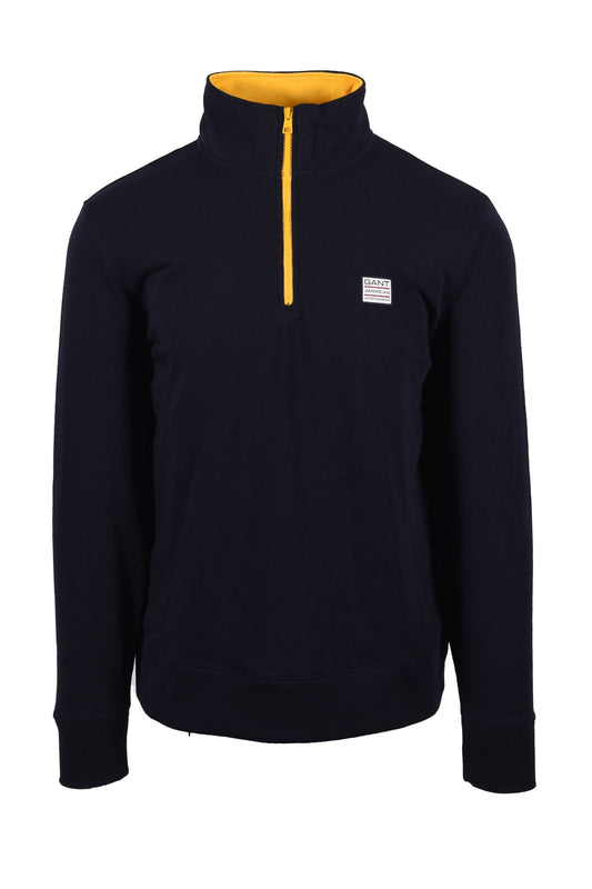 Gant Contrast Half Zip Evening Blue