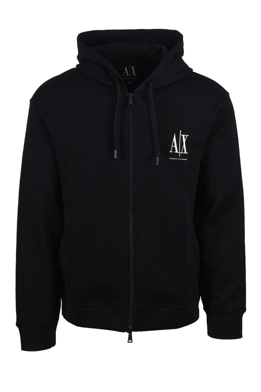 Felpa con cappuccio e zip intera in jersey Armani Exchange nera