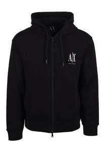 Armani Exchange Jersey Full Zip Hooded Sweatshirt Black Armani Exchange