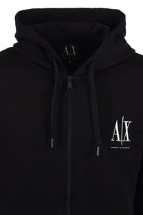 Armani Exchange Jersey Full Zip Hooded Sweatshirt Black Armani Exchange