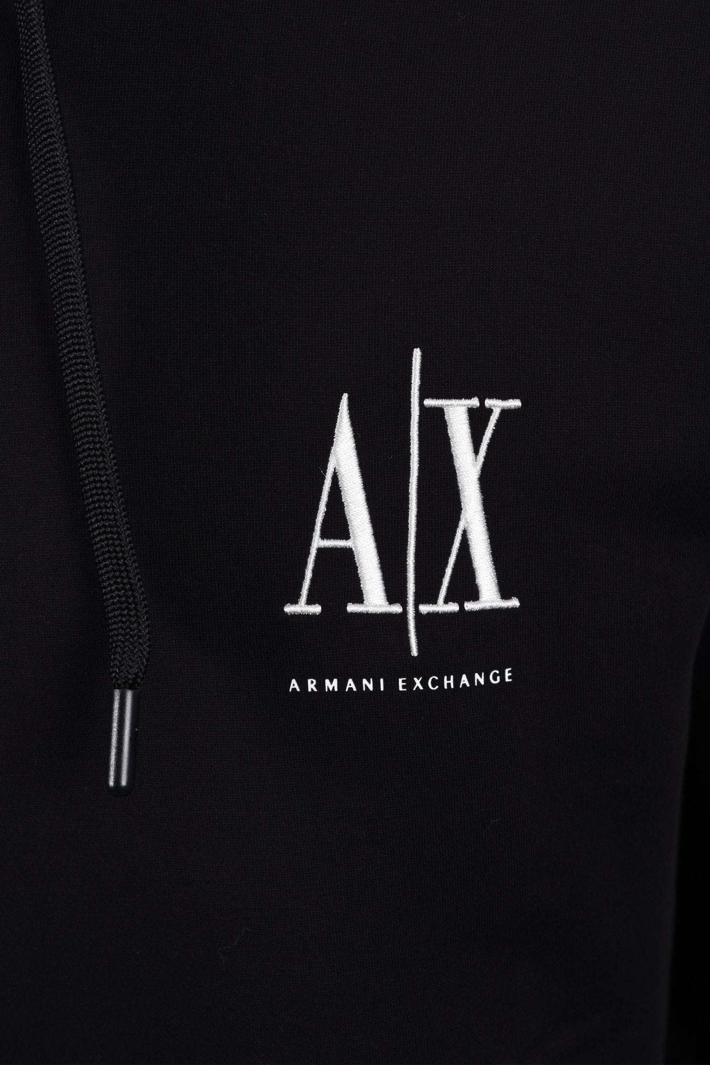 Felpa con cappuccio e zip intera in jersey Armani Exchange nera