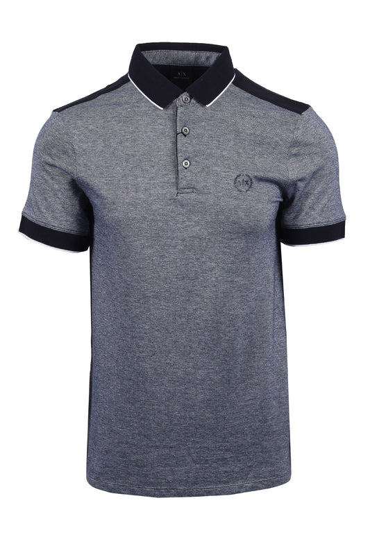 Polo in piquet di cotone Armani Exchange blu navy