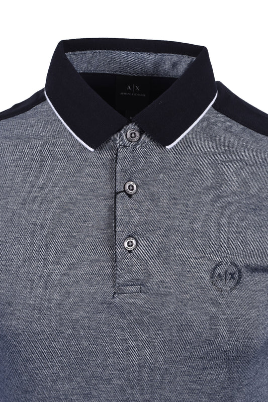 Polo in piquet di cotone Armani Exchange blu navy