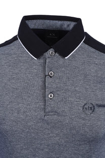 Armani Exchange Cotton Piquet Polo Shirt Navy Armani Exchange