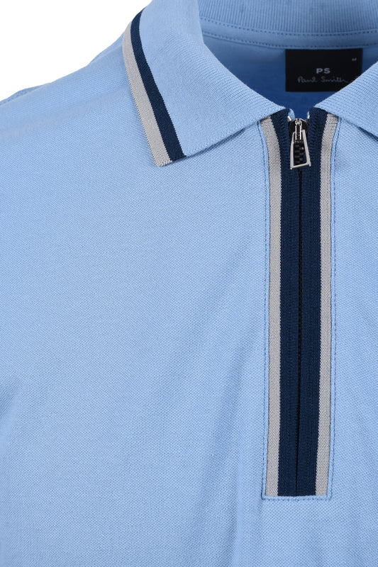 Paul Smith Reg Fit Half Zip Polo Light Blue
